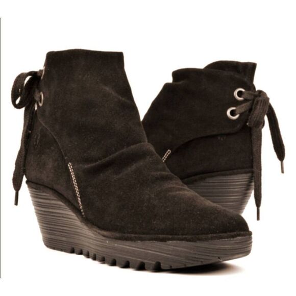 FLY LONDON Yama Brown Suede Wedge Boot Size 39 - Picture 1 of 9
